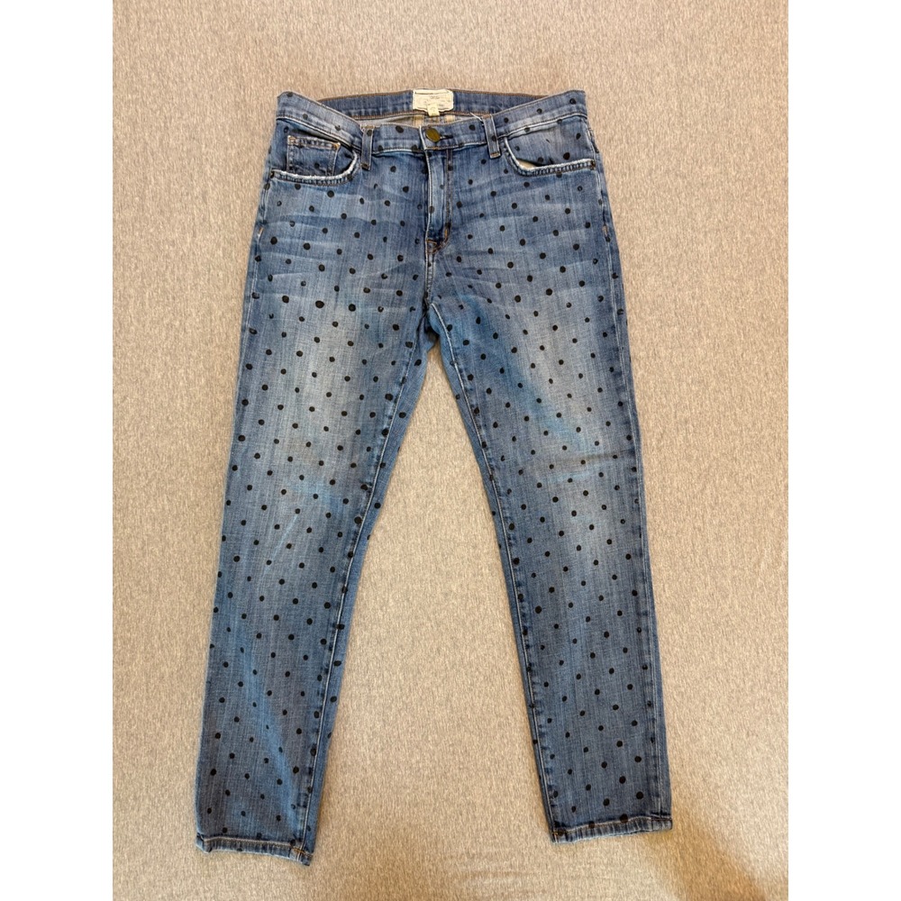 Current/Elliott The Fling Indigo Polka Reveal Slim Boyfriend Jeans Size 27